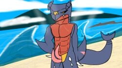 2_penises abs anthro beach bodily_fluids chest_scar diphallia diphallism dragon fish furgonomics furry-specific_piercing genital_fluids genitals jaidendrawzz jose_(jaidendrawzz) leg_spikes light light_beam looking_forward male marine multi_genitalia multi_penis multicolored_body muscular muscular_anthro muscular_male mythological_creature mythological_scalie mythology nintendo nude_anthro pecs penis piercing pokemon precum public_erection sand scalie scar sea shark slit_penis solo spikes spikes_(anatomy) sunbeam sunlight water wave