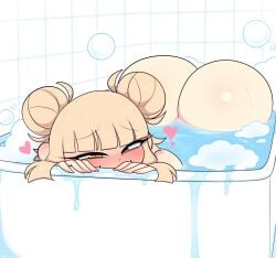 1girls ass ass_up bathtub big_ass blonde_hair blush bubble_ass bubble_butt double_bun female female_only hair hair_bun heart heart himiko_toga huge_ass my_hero_academia puppysnackz soap soap_bubbles solo solo_female water yellow_eyes