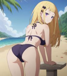 ai_generated ass big_ass big_breasts blonde_hair faceless_male large_ass long_hair looking_at_viewer naked_female nude_female pov purple_eyes re:zero_kara_hajimeru_isekai_seikatsu spairk1313 submissive_female sylphy_(re:zero)