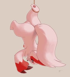 2017 ajin anthro anus breasts female mammal nintendo pokemon pokemon_(species) pussy red_eyes rope sideboob signature simple_background upside-down video_games zangoose