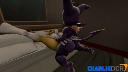 bandai_namco bed bedroom big_ass big_breasts breasts charliedcr digimon digimon_tamers female_fox fox imp impmon leg_spread legs_apart renamon sex