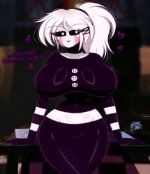 1girls 4k blush blush breasts breasts_bigger_than_head eyeshadow five_nights_at_freddy's five_nights_at_freddy's_2 five_nights_in_anime glowing_eyes gothtrishy heart heart hi_res high_resolution highres huge_breasts leaning_back lipstick long_hair looking_at_viewer makeup marionette_(fnaf) messy_hair ponytail puppet_(fnaf) scottgames seductive seductive_look shiny shiny_breasts shiny_clothes shiny_hair shiny_skin small_waist text thick_thighs thighs thighs_bigger_than_head tight_clothing tight_fit white_hair white_skin