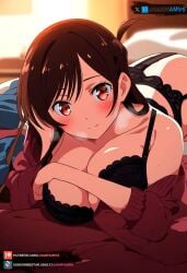 ai_generated big_ass big_breasts brown_eyes brown_hair female juanpiamvs kanojo_okarishimasu lingerie long_hair mizuhara_chizuru on_bed patreon patreon_username rent_a_girlfiend subscribestar subscribestar_username watermark