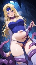 ai_assisted ai_generated belly belly_expansion blonde_hair cave celes celes_chere ecchi female final_fantasy final_fantasy_6 hentai pregnant pregnant_female tentacle_rape