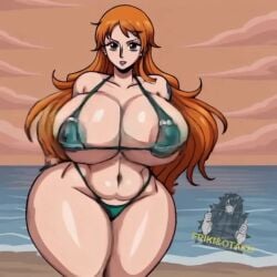 ai_generated animated beach friki8otaku huge_breasts massive_breasts nami nami_(one_piece) one_piece puffy_nipples tagme video