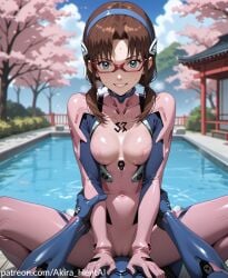 ai_assisted ai_generated akira_hentai bodysuit glasses inviting inviting_to_sex latex mari_illustrious_makinami milf neon_genesis_evangelion patreon_link patreon_reward plugsuit silky smooth suit