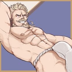 armpit balls bara beard bulge facial_hair flaccid fundoshi fundoshi_only gckafterdark granblue_fantasy male male_only muscles muscular penis solo solo_male soriz