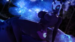 16:9 3d_(artwork) anthro armor big_breasts breasts car digital_media_(artwork) doctor-sfm equid equine female friendship_is_magic hasbro headgear helmet hi_res horn mammal my_little_pony mythological_creature mythological_equine mythology nightmare_moon_(mlp) nipples nude outside princess_luna_(mlp) sitting solo unicorn vehicle widescreen