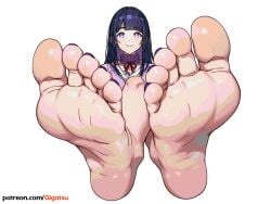 ai_generated barefoot feet foot_fetish foot_focus gigatsu hyuuga_hinata naruto_(series) simple_background sole_female soles toes