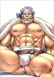 balls bara beard bulge facial_hair flaccid granblue_fantasy male male_only mennsuke muscles muscular penis solo solo_male soriz