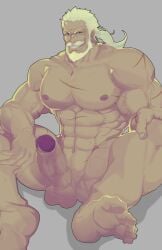 balls bara beard big_penis bighaozi boner erection facial_hair granblue_fantasy male male_only muscles muscular nude penis solo solo_male soriz