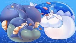 adansin animated bbw big_ass big_breasts breasts bubble_butt cleavage female furry huge_ass huge_breasts overweight pokemon pokemon_(species) primarina samurott ssbbw thick_thighs wide_hips