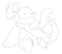 after_sex blush cheek_kiss cute duo fan_character flaccid kissing legendary_pokemon lugia male mew monochrome nintendo penis pokemon pokemon_(species) size_difference slimefur smile smooth_skin video_games yaoi