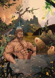 balls bara beard bigbaraboi boner erection facial_hair granblue_fantasy male male_only muscles muscular nude penis solo solo_male soriz