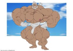 balls bara beard big_muscles biggyberserker bulge facial_hair flaccid granblue_fantasy male male_only muscles muscular penis solo solo_male soriz