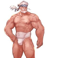 balls bara beard bulge dsharp_k facial_hair flaccid granblue_fantasy male male_only muscles muscular penis solo solo_male soriz