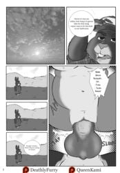 anthro black_and_white bonnie_hopps canine cheating clothing comic deathlyfurry disney english_text female interspecies lagomorph mammal page_1 pitbull pussy queenkami rabbit sex stu_hopps vaginal_penetration zootopia