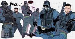 2boys gun hamzraider hazmat_suit male_only military_uniform