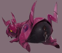 1girls 2016 after_sex all_fours anus arthropod ass black_body cum cum_drip cum_in_ass cum_in_pussy cum_inside dripping female feral grey_background half-closed_eyes hi_res liteu looking_at_viewer looking_back messy mouthless nintendo pokemon presenting purple_body pussy red_body scolipede simple_background solo video_games yellow_eyes