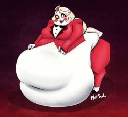 charlie_morningstar_(hazbin_hotel) fat_rolls hanging_belly hazbin_hotel massive_belly morbidly_obese_female obese obese_female phatsnake tagme tight_clothing