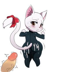 ass big_butt blush charle clothing cum cum_on_ass cum_on_clothing disembodied_penis duo erection fairy_tail feline female hi_res huge_butt humanoid_penis looking_back male mammal penis ribbons rubber solo_focus sssonic2 straight sweat thick_thighs