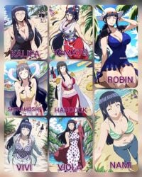 2024 ai_generated bikini boa_hancock cleavage clothes_swap clothes_swapped crossover dress_swap hyuuga_hinata kalifa kalifa_(one_piece) kimono mrvectorpath nami naruto naruto_(series) nefertari_vivi nico_robin one_piece outfit_change outfit_swap shirahoshi viola_(one_piece) vivi yamato_(one_piece)