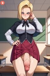 ai_generated android_18 brhel dragon_ball dragon_ball_z futanari high_school_dxd penis school_uniform tagme