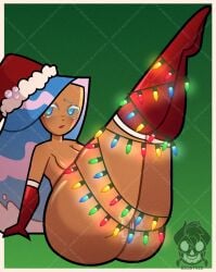 ass biostris christmas christmas_lights christmas_outfit cookie_run cookie_run_kingdom cookie_run_ovenbreak fantasy gloves large_ass sea_fairy_cookie stockings thighs tied_legs tied_up video_game_character video_games