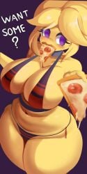 1girls absurd_res alaki_zezo animatronic anthro anthrofied ass avian belly bent_over big_breasts bird blush bra breasts breasts_bigger_than_head busty chica_(cally3d) chica_(fnaf) chicken chiku chiku_(cryptia) chubby chubby_female cleavage clothed clothing curvaceous curvy curvy_figure dialogue digital_media_(artwork) english_text eyebrows eyelashes fazclaire's_nightclub female female_focus female_only five_nights_at_freddy's food fredina's_nightclub fur furry galliform gallus_(genus) hi_res hourglass_figure looking_at_viewer mammal motion_lines pizza purple_eyes slightly_chubby solo tagme text thick_thighs video_games voluptuous voluptuous_female wide_hips yellow_body yellow_fur yellow_hair