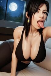 3d 3d_(artwork) abs ai ai_generated big_ass big_booty big_breasts black_hair busty cleavage emo female goth long_hair muscular_female oc original_character pale_skin radnsad solo solo_female solo_focus tensor tensor.art tensor_art thick_thighs tongue tongue_out uno(oc) white_skin