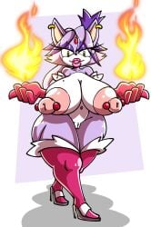 absurd_res animal_humanoid anthro areola big_areola big_breasts bimbo_anthro bimbo_lip bimbofied blaze_the_cat breasts cat_humanoid clothing domestic_cat ear_piercing felid felid_humanoid feline feline_humanoid felis female footwear forehead_gem gem genitals hi_res high_heels humanoid leggings legwear mammal mammal_humanoid markings mole_(marking) mole_on_breast navel navel_piercing nipple_piercing nipples piercing pink_areola pink_nipples pussy sachasketchy sega shoes solo sonic_(series) sonic_the_hedgehog_(series) thick_thighs