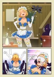 bdsm blindfold blonde_hair blue_dress bondage comic eudetenis gag green_eyes hylian kidnapped light_skin maid maid_uniform no_text pointy_ears princess_zelda tears_of_the_kingdom the_legend_of_zelda white_skin