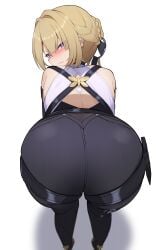 1girls ass ass_focus bent_over big_ass blonde_hair bubble_butt clothing dat_ass evelyn_chevalier fat_ass female female_only huge_ass large_ass looking_at_viewer looking_back oreo_kirisame png solo thick_ass thick_thighs white_background wide_hips zenless_zone_zero