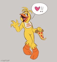 accurate_art_style anthro anthropomorphic artist_name beak belly_button bib chicken chicken_girl cute edit edited edited_image english_text exclamation_mark eyebrows eyelashes feet female female_only firefoop five_nights_at_freddy's five_nights_at_freddy's_2 fnaf fnaf2 furry heart holding_object holding_pizza hot ibispaintx looking_up no_panties no_pants open_mouth pepperoni_pizza pink_pussy pizza pose posing posing_for_picture pussy scottgames simple_background simple_coloring sketch solo steel_wool_studios tongue toy_chica_(fnaf) twitter_link vagina vulva yellow_fur zanii