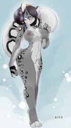 anthro breasts feline female hi_res leopard looking_at_viewer mammal nipples nite nude pussy snow_leopard solo standing