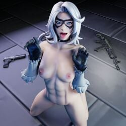 3d black_cat_(fortnite) black_cat_(marvel) breasts choker claw_pose completely_nude completely_nude_female felicia_hardy female female_only fortnite kfc_(artist) looking_at_viewer marvel marvel_comics mask masked masked_female muscular muscular_female nude nude_female open_mouth shiny shiny_skin solo solo_female spider-man_(series) tongue tongue_out