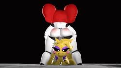 2girls animated circus_baby circus_baby_(fnaf) five_nights_at_freddy's five_nights_at_freddy's:_sister_location five_nights_at_freddy's_2 looking_at_viewer presenting_ass robot robot_girl robot_humanoid simple_background smile smiling tagme toy_chica_(fnaf) tvar111 twerking twerking_at_viewer