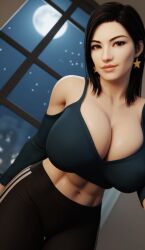 3d 3d_(artwork) abs ai ai_generated big_ass big_booty big_breasts black_hair busty cleavage emo female goth long_hair muscular_female oc original_character pale_skin radnsad solo solo_female solo_focus tensor tensor.art tensor_art thick_thighs uno(oc) uno(oc) white_skin