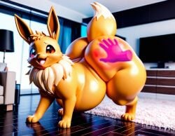 ai_generated bubble_butt butt_grap eevee feral floating_hand pokemon_(species)