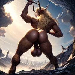 ai_generated ass big big_ass big_balls bovine_balls bubble_butt hyper_balls satyr