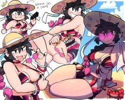 lucia_(scott_malin) nipple_peek original original_character scott_malin sun_hat sunglasses swimsuit tagme