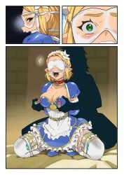 blindfold blodne_hair blue_dress bondage comic egg_vibrator elf elf_ears eudetenis gag green_eyes kidnapped light_skin maid maid_uniform no_text princess_zelda red_collar sex_toy the_legend_of_zelda vibrator white_skin