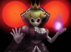 boob_window crown hands_up looking_at_viewer paper_mario:_the_thousand-year_door possessed purple_dress red_eyes shadow_peach shadow_queen