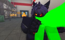 3d ambiguous_gender anthro breasts catte_(kaiju_paradise) eating female furry kaiju_paradise looking_back nervous_expression panther_(kaiju_paradise) pink_nipples ravenuwu roblox roblox_game robloxian self_upload slime_hound_(kaiju_paradise) slime_pup_(kaiju_paradise) tagme