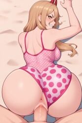 ai_generated ass ass_focus chainsaw_man evil_grin from_behind from_behind_position power_(chainsaw_man) sex sexy sharp_teeth smile straight swimsuit vaginal_penetration