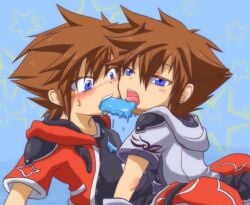 gay ice_cream kingdom_hearts kissing male ribaibu selfcest sora