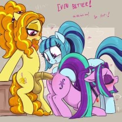 absurd_res adagio_dazzle_(eg) animal_genitalia animal_penis anus aria_blaze_(eg) ass blush english_text equestria_girls equid equine equine_genitalia equine_penis eyelashes female female_penetrated feral feral_on_feral feral_penetrated feral_penetrating feral_penetrating_feral futanari genitals group hair hasbro hi_res intersex intersex/female intersex_penetrating intersex_penetrating_female mammal my_little_pony open_mouth penetration penis pupils pussy rule_63 sex smile sonata_dusk_(eg) t72b text thick_thighs