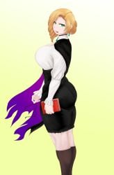 1girl blonde_hair cape fully_clothed glynda_goodwitch green_eyes jlullaby_(style) mature_female mature_woman rooster_teeth rwby supersolenoid tagme