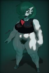 big_ass big_belly big_breasts big_thighs cartoonwizzard gardevoir generation_3_pokemon hairy_pussy looking_at_viewer muscular_female nintendo pokemon pokemon_(species) pubic_hair pussy rudevoir_(cartoonwizzard) sweating