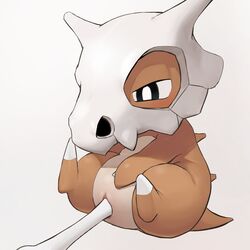 1girls black_eyes bone cubone female feral hi_res improvised_dildo improvised_sex_toy insertion masturbation nintendo penetration pokemon pokemon_(species) pussy simple_background sitting skull solo spread_legs spreading vaginal_penetration video_games white_background youjomodoki